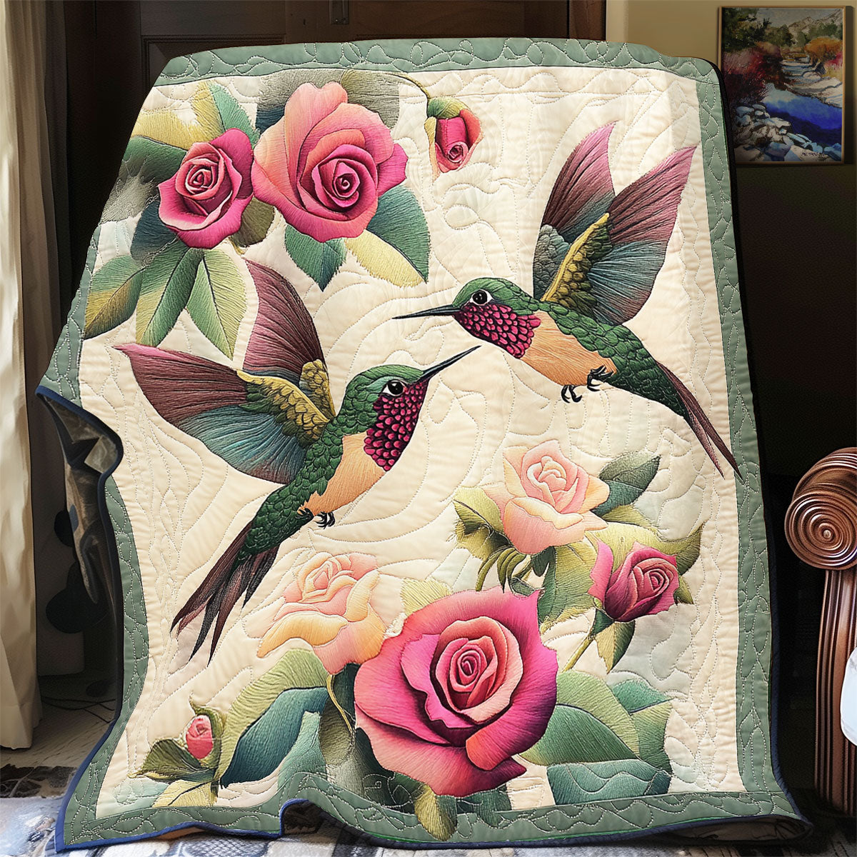 Floral Hummingbird WX1801026CL Quilt