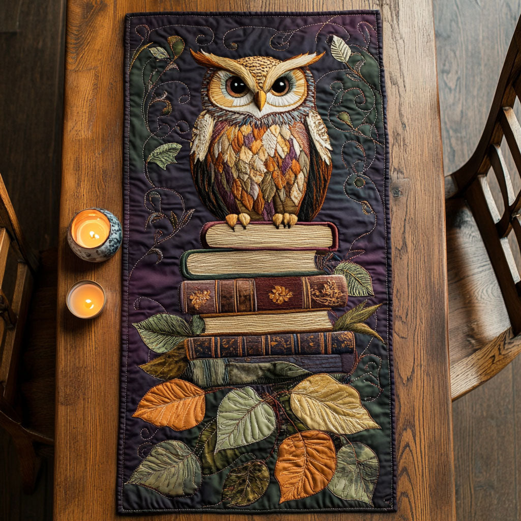 Owl Book WX2702068CL Quilted Table Runner