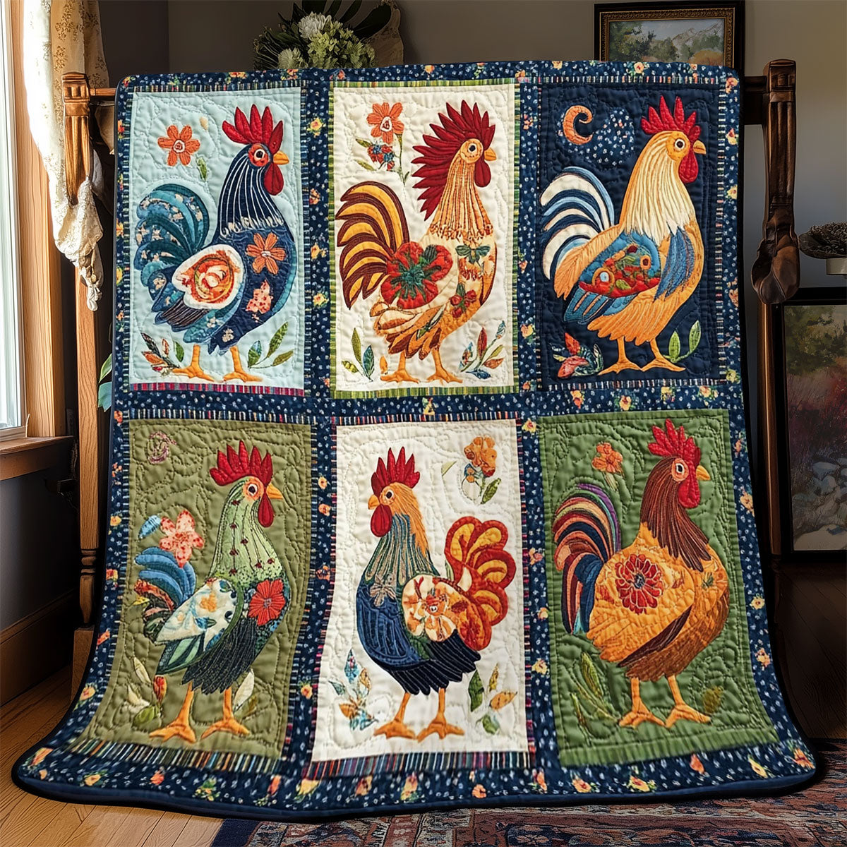 Folk Charm Chicken WJ0401006CL Quilt