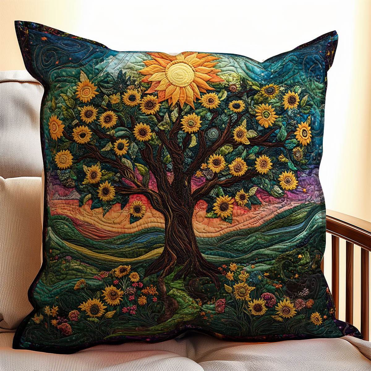 Blooming Sunflower Tree WX1003099CL Quilt Pillow Case