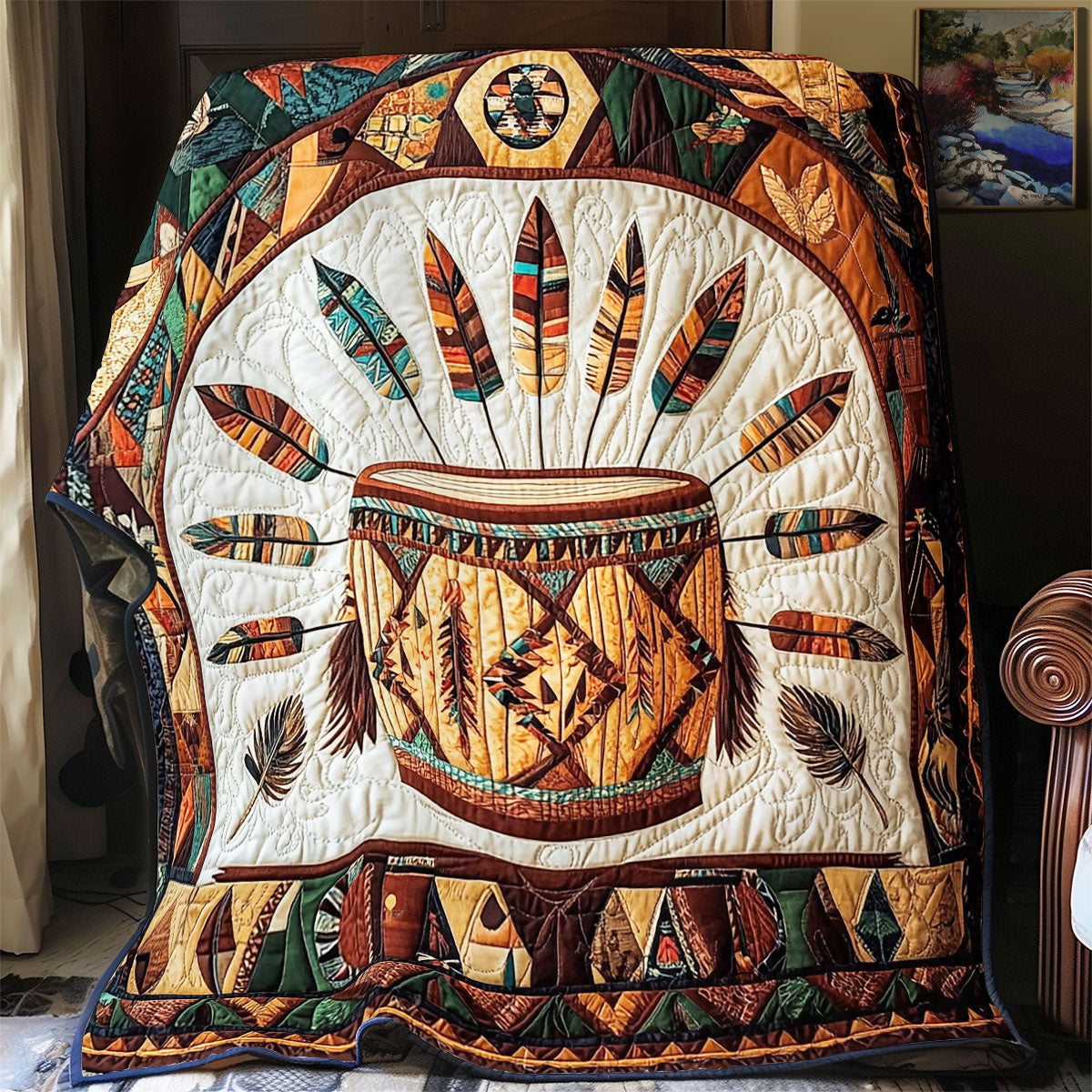 Native American Drum WX0602067CL Quilt