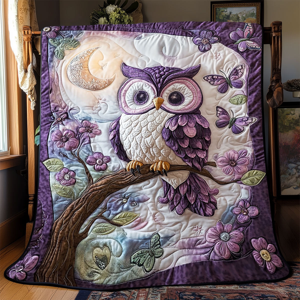 Enchanted Violet Owl WJ1501008CL Quilt