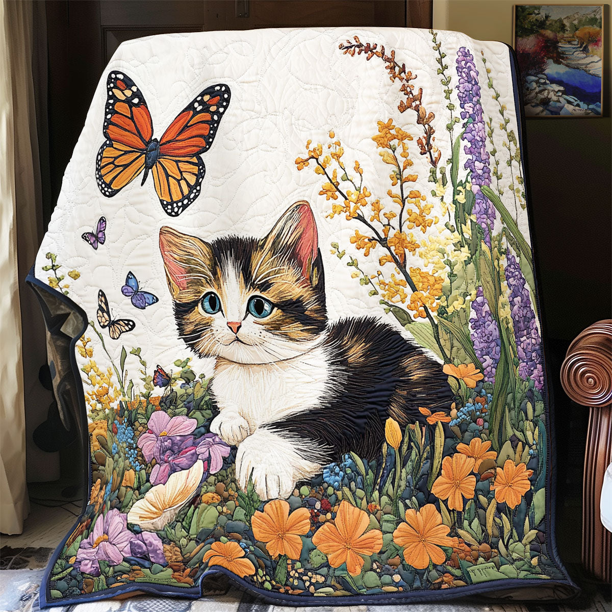 Cat In Garden WX1403007CL Quilt