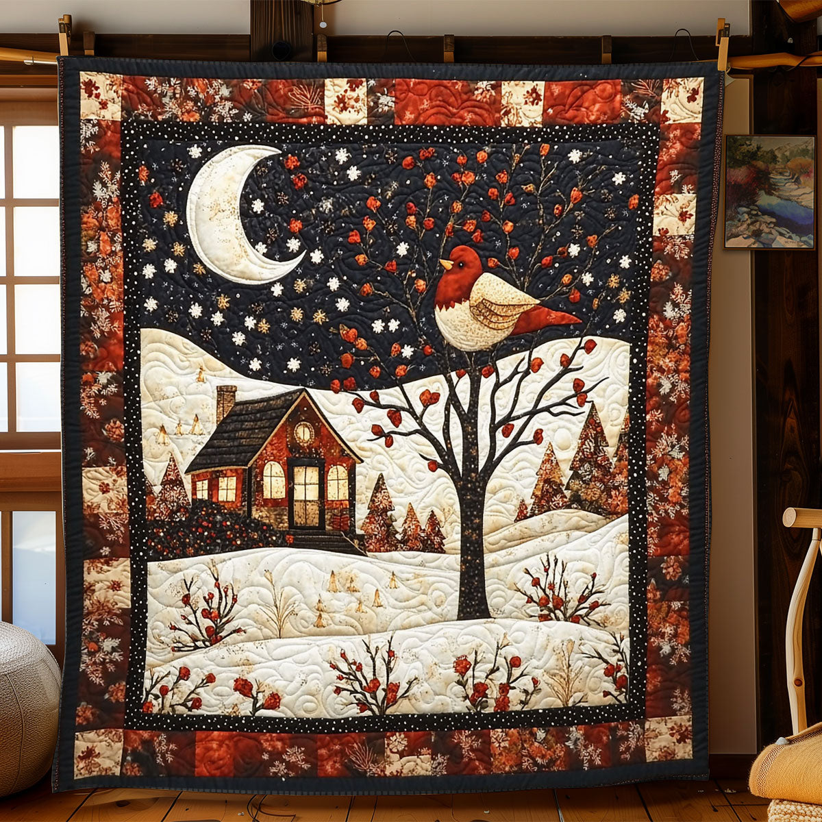 Moonlit Cardinal WJ0201012CL Quilt