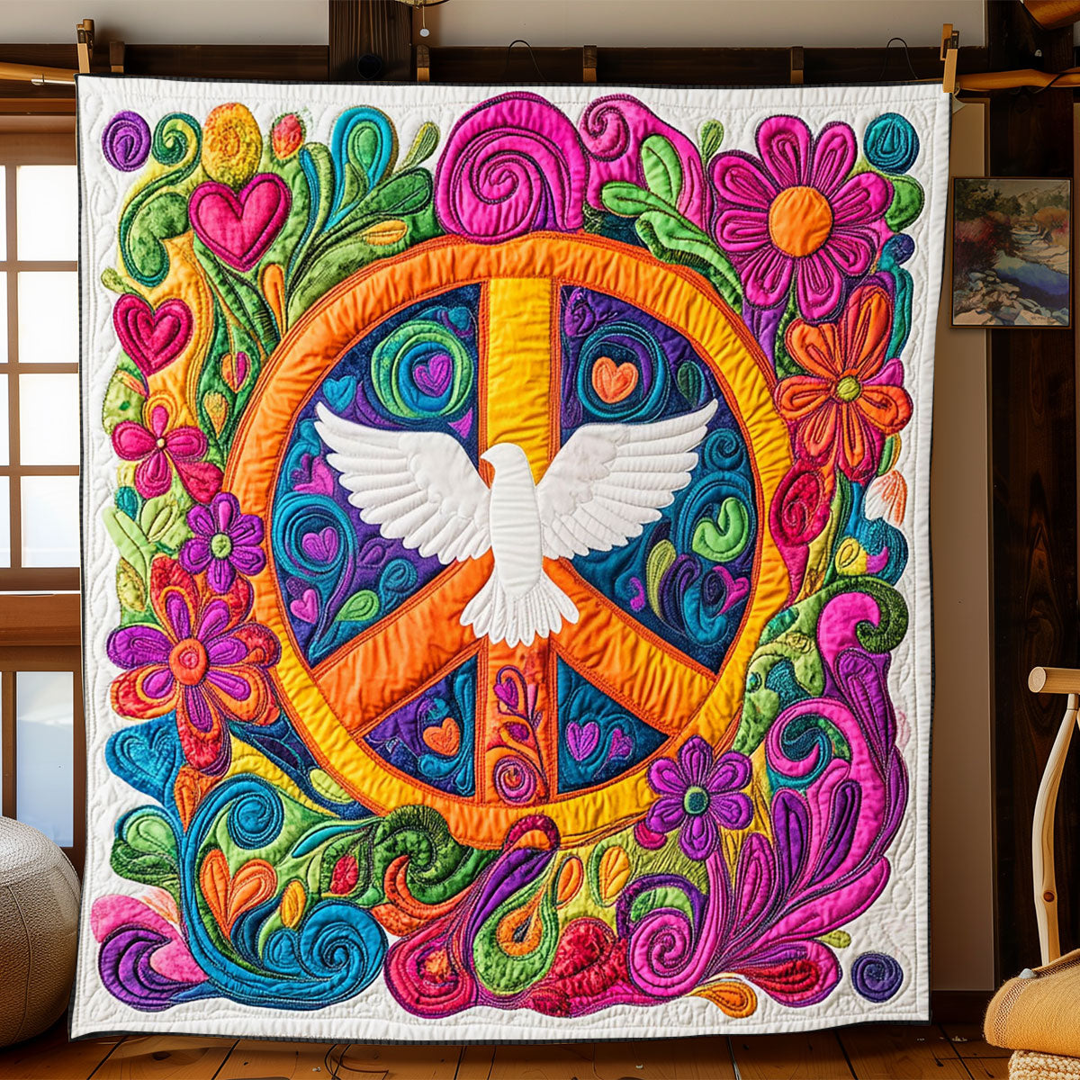 Hippie Peace Dove WJ0502006CL Quilt