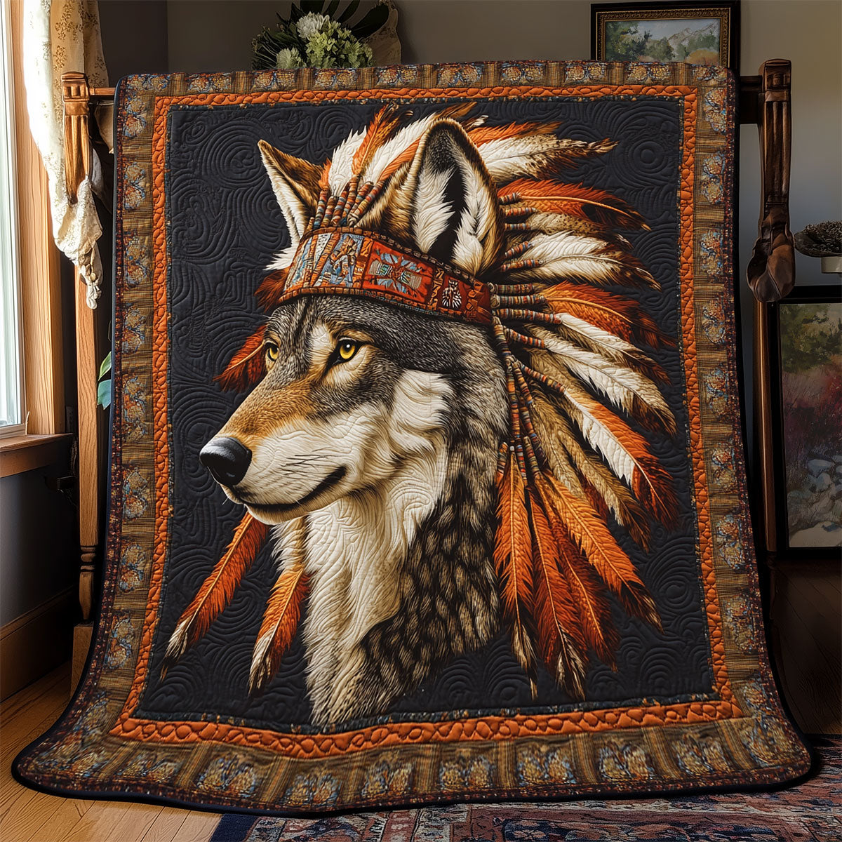 Wolf Native American WX2001085CL Quilt