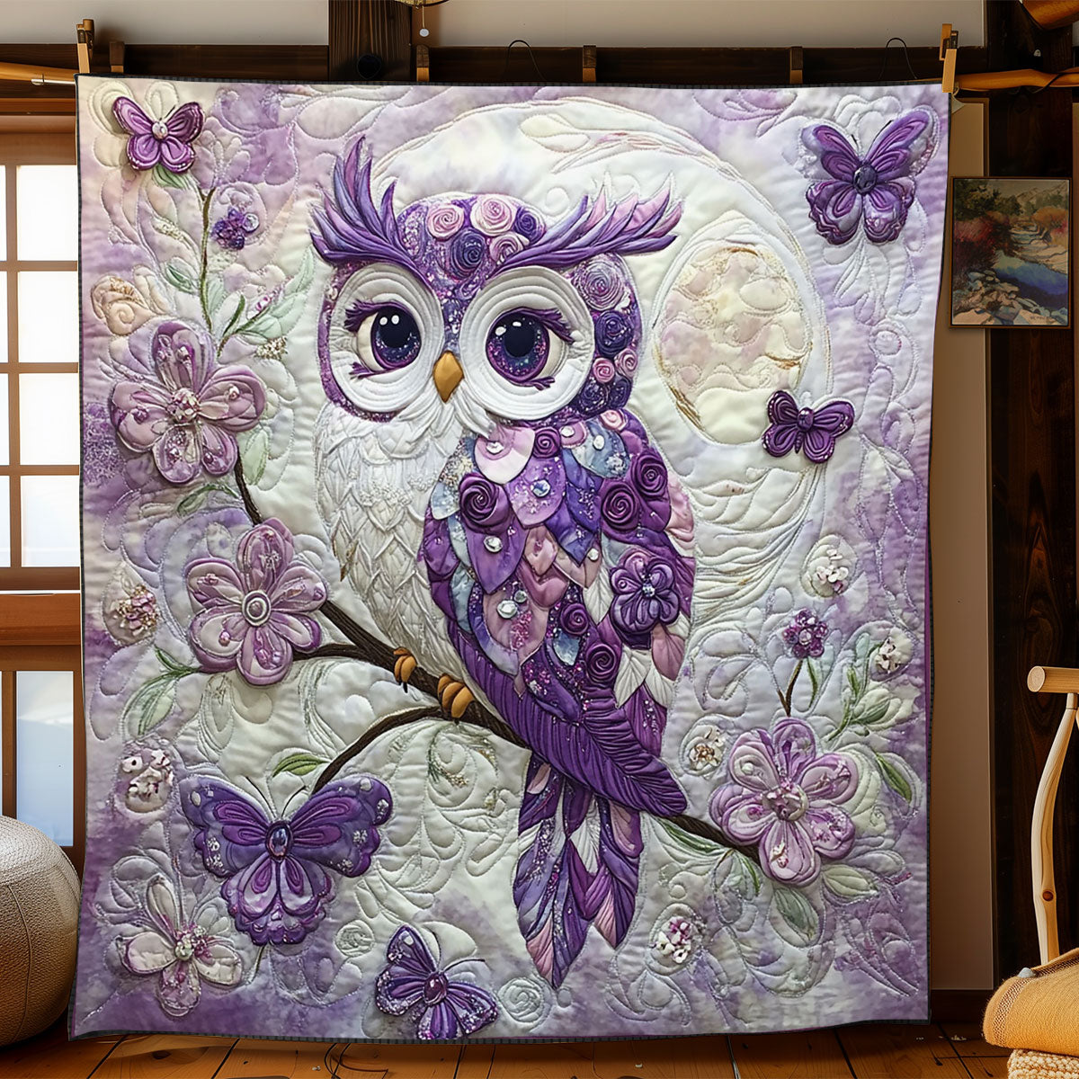 Enchanted Violet Owl WJ1601006CL Quilt