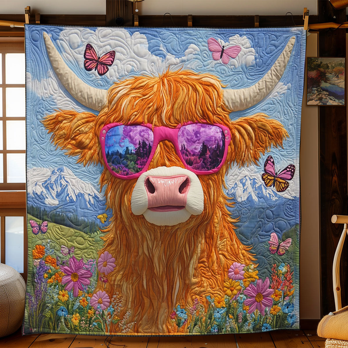 Groovy Highland Cow WJ2301015CL Quilt