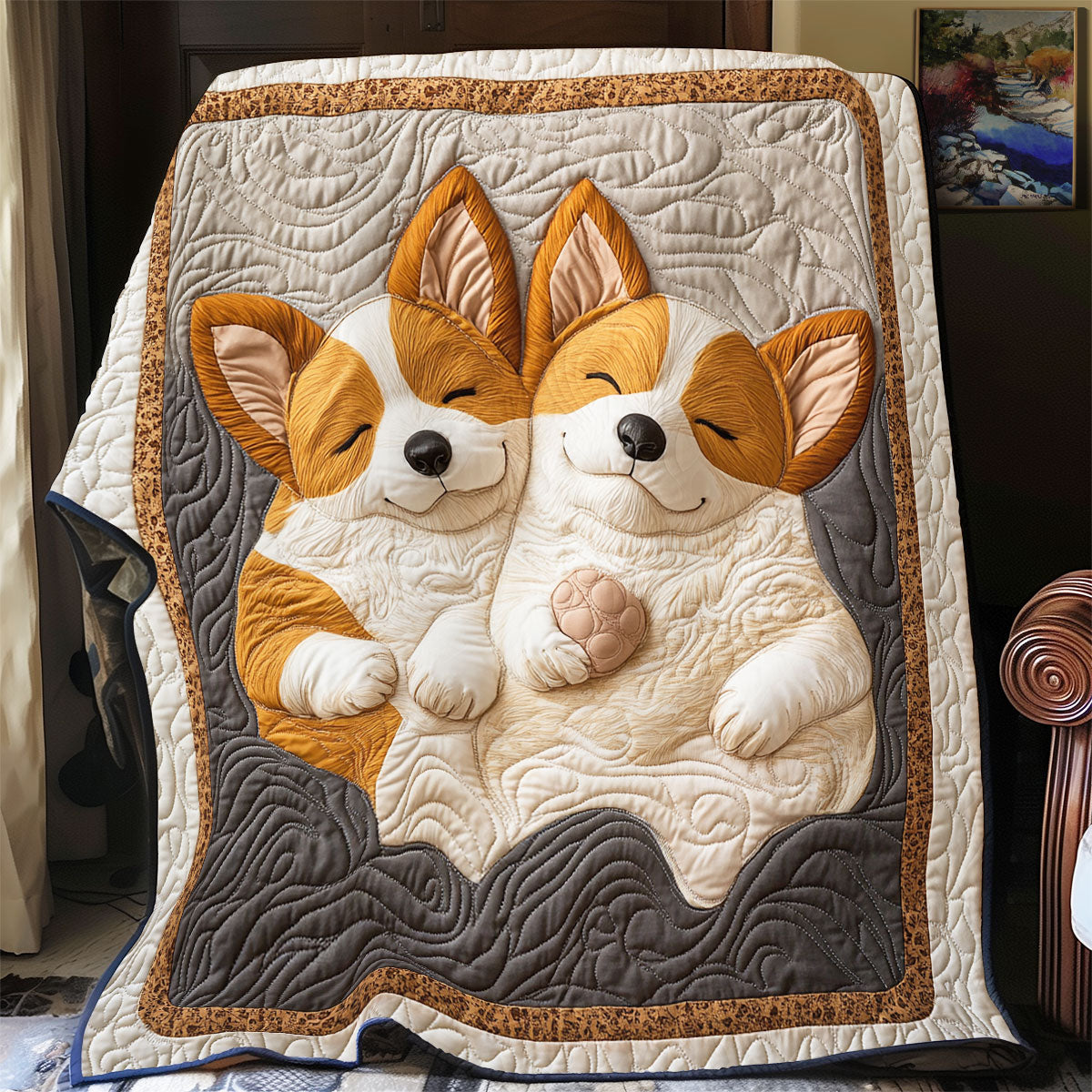 Corgi Dog WX1003023CL Quilt