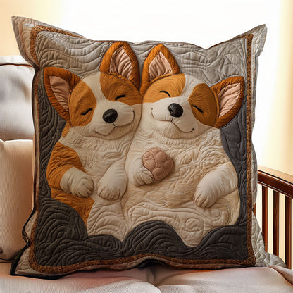 Corgi Dog WX1003113CL Quilt Pillow Case