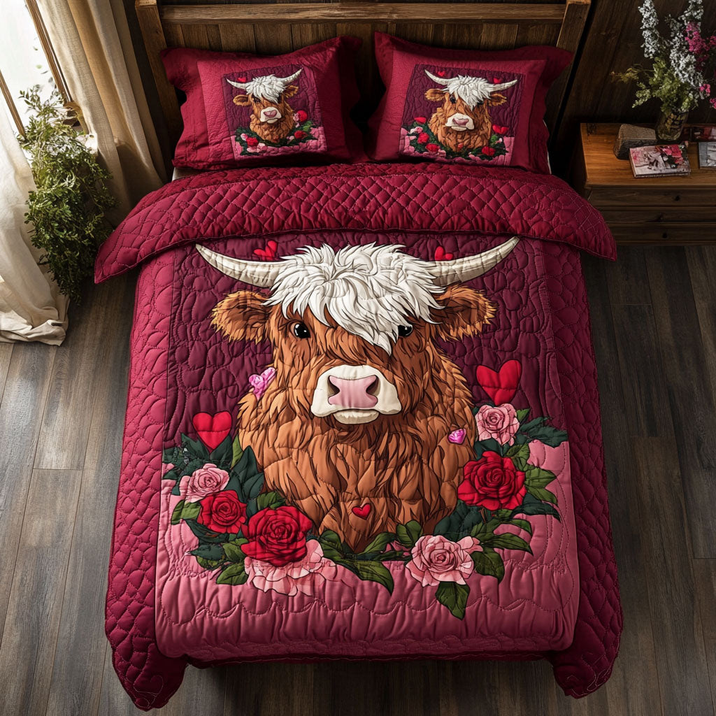 Pink Highland Cow WX0601076CL Duvet Cover Set