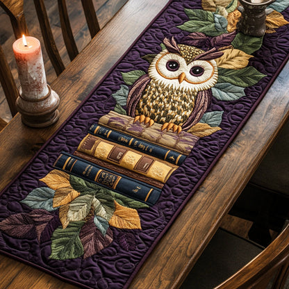 Owl Book WX2702066CL Quilted Table Runner