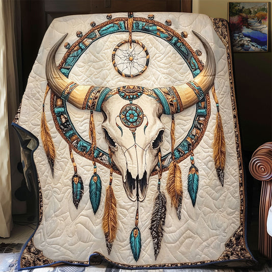 Bull Skull Native American WX0502016CL Quilt