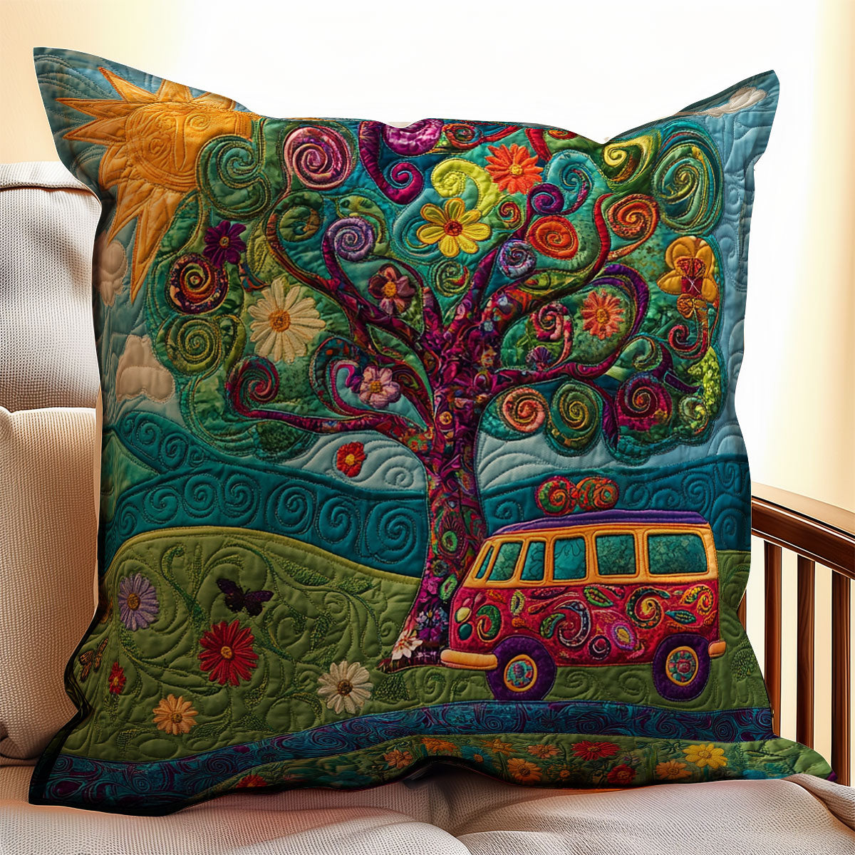 Dreamy Hippie Van WX1003123CL Quilt Pillow Case