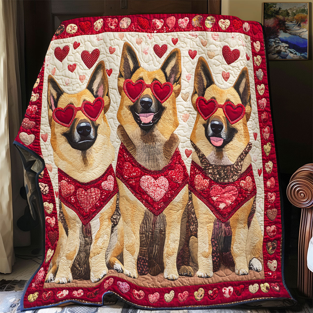 Triple German Shepherd WX0901056CL Quilt