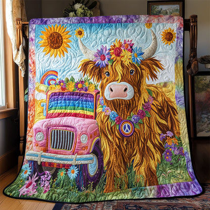 Hippie Highland Cow WJ2001014CL Quilt