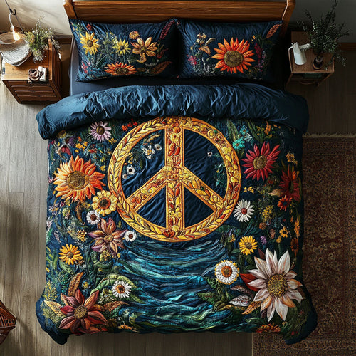 Peace Sign Flower WX1702035CL Duvet Cover Set