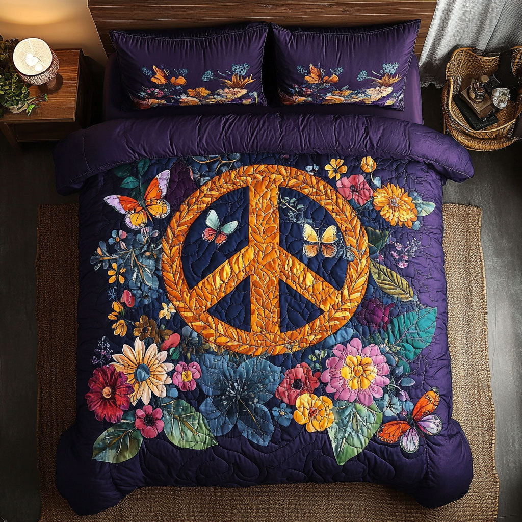 Peace Sign Flower WX2702033CL Duvet Cover Set