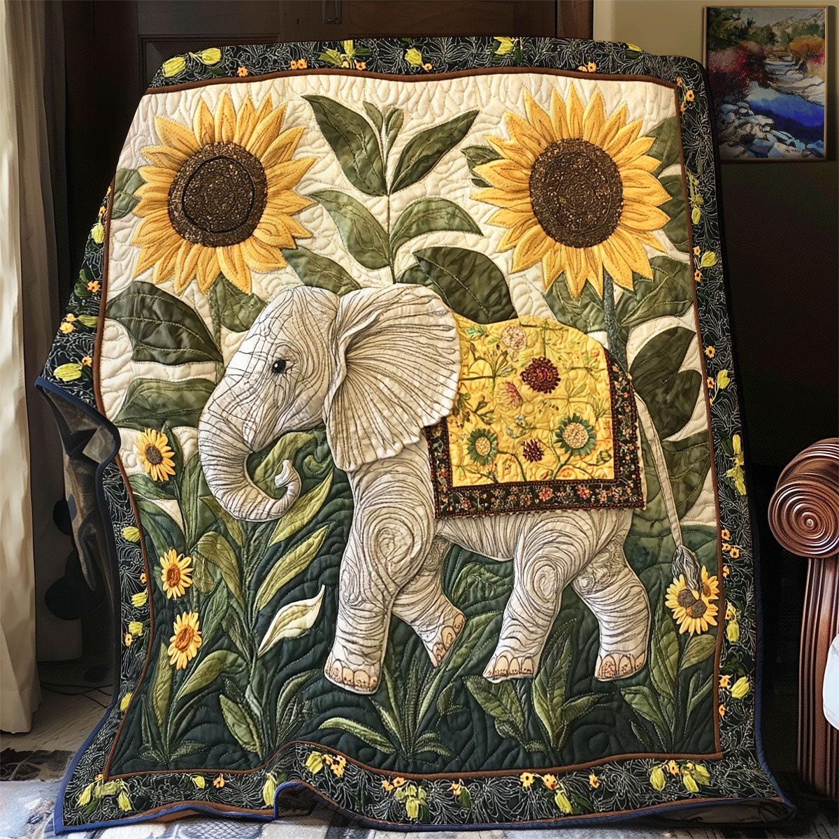 Sunflower Elephant WX2702115CL Quilt