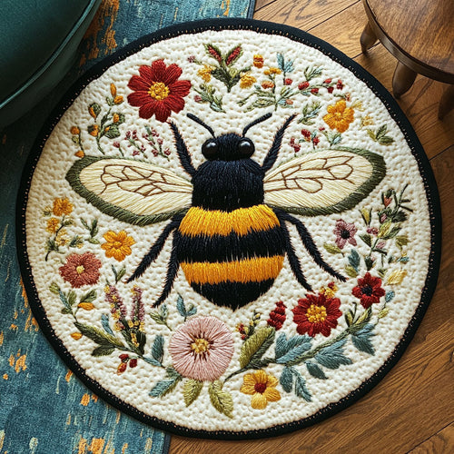 Bee Floral WX1403112CL Quilted Round Mat