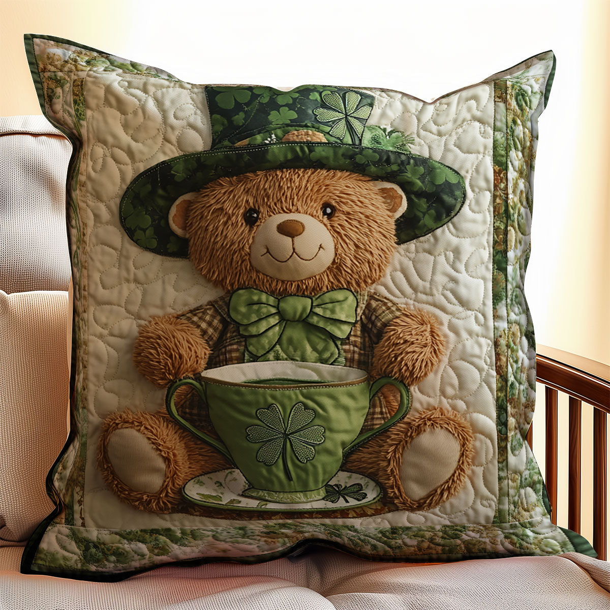 Patrick Day Teddy Bear WX0601130CL Quilt Pillow Case