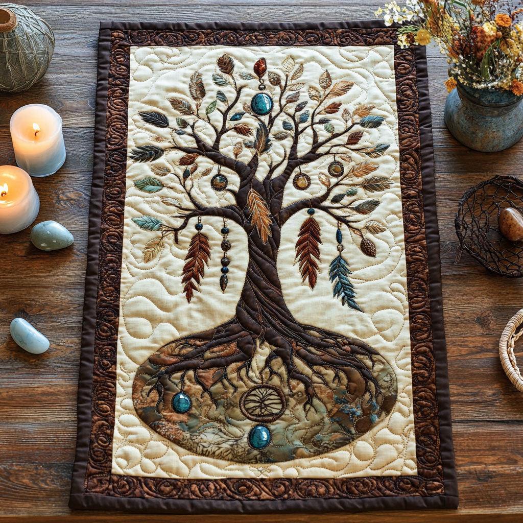 Emerald Tree of Legends WX0703062CL Quilted Table Runner