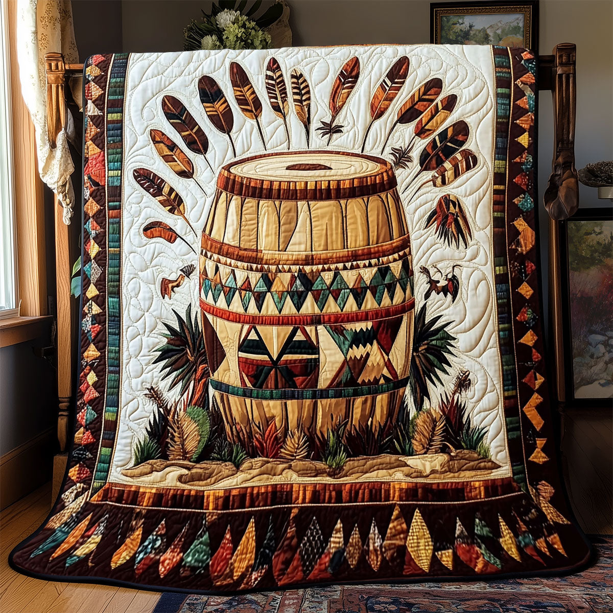 Native American Drum WX0602070CL Quilt