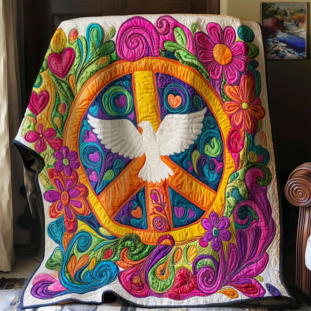 Hippie Peace Dove WJ0502006CL Quilt