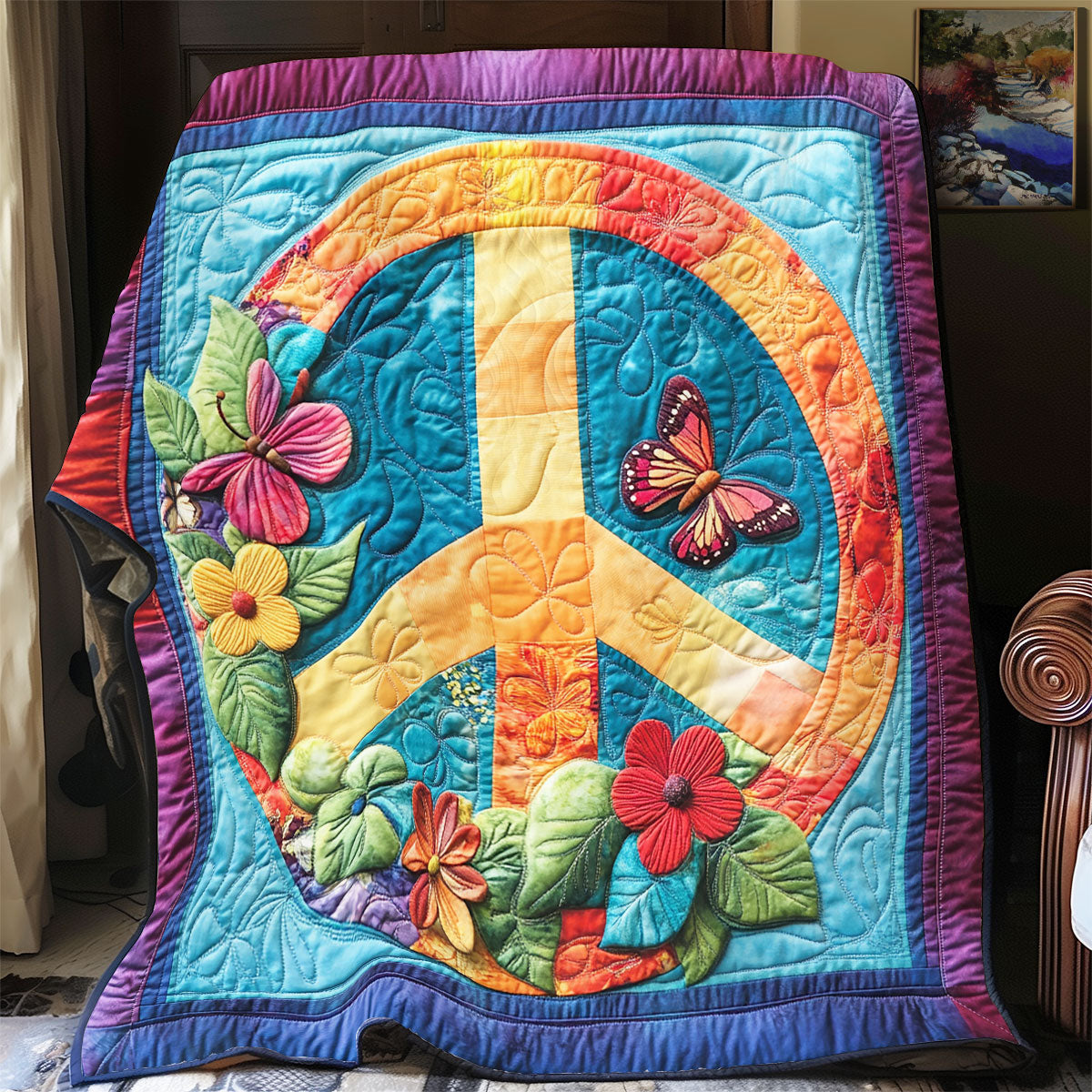 Peace Sign Flower WX2402088CL Quilt