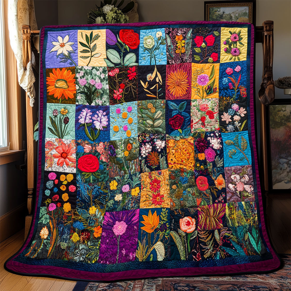 Vibrant Flower Patchwork WX2702120CL Quilt