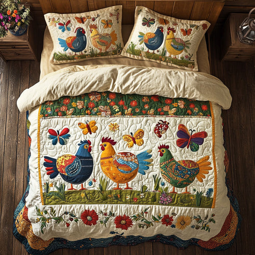 Folk Art Chicken WJ1303038CL Duvet Cover Set