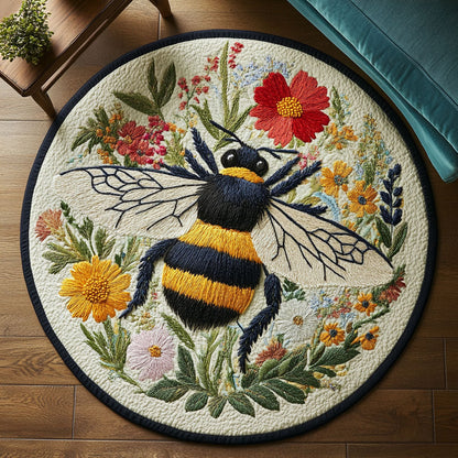 Bee Flower WX1403113CL Quilted Round Mat