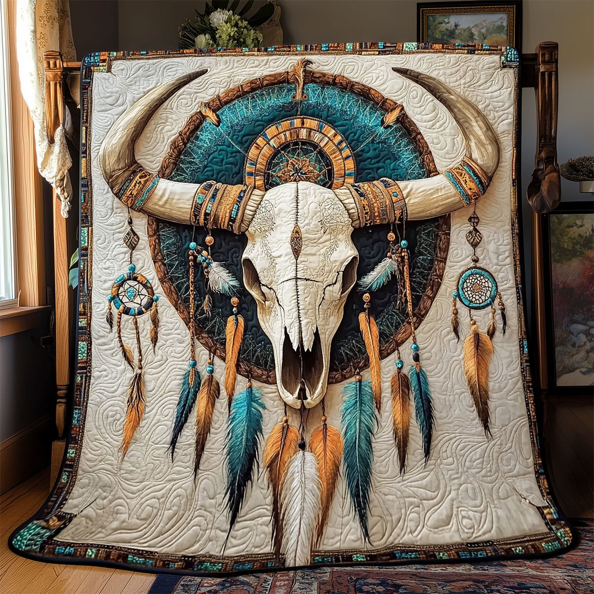 Bull Skull Native American WX0502018CL Quilt