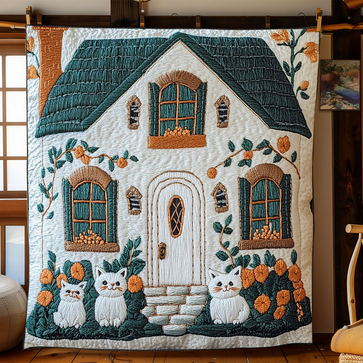 Cozy Cottage Cat WJ1702006CL Quilt