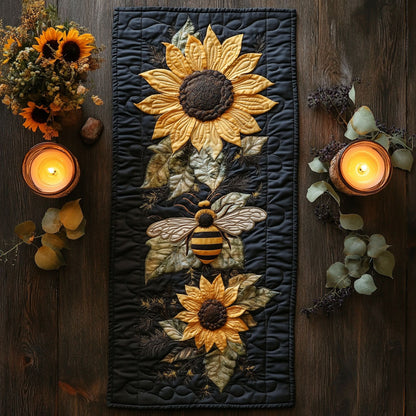 Feathered Bee Sunflower WX0703065CL Quilted Table Runner