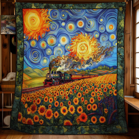 Train Sunflower Field WX0201037CL Quilt