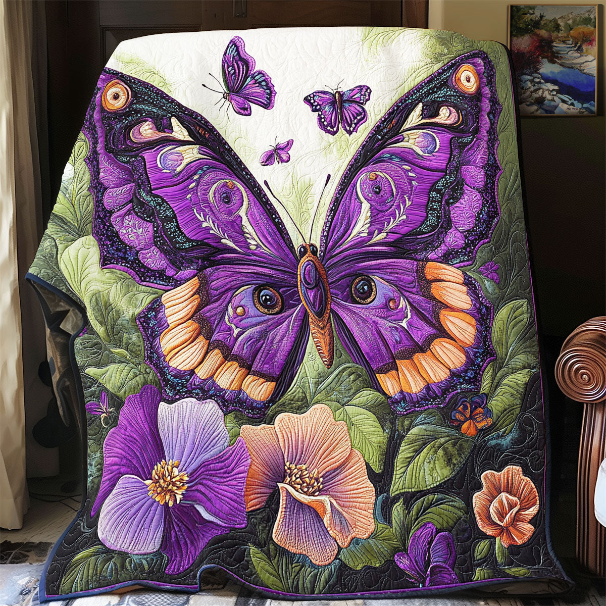 Purple Butterfly WX1601076CL Quilt