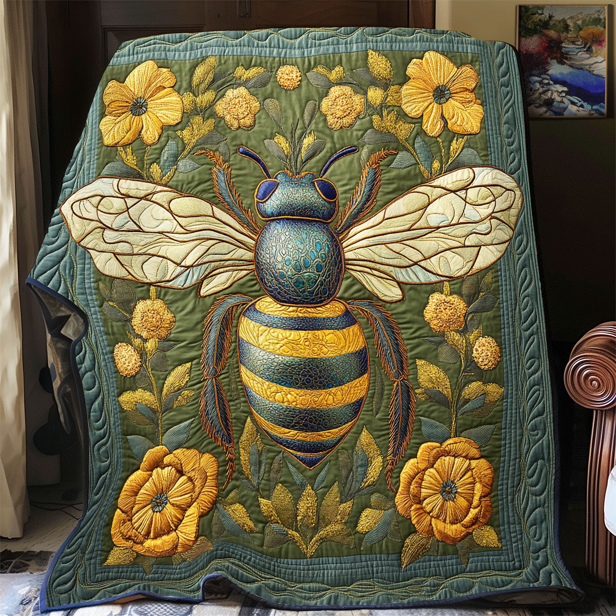 Floral Bee WX1003043CL Quilt