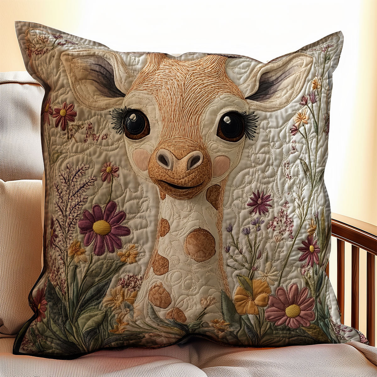 Flower Giraffe WX1003139CL Quilt Pillow Case