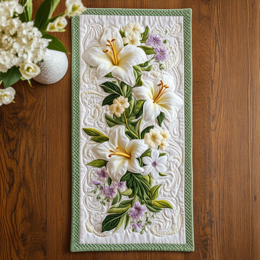 Gentle Lily Path WX0703076CL Quilted Table Runner