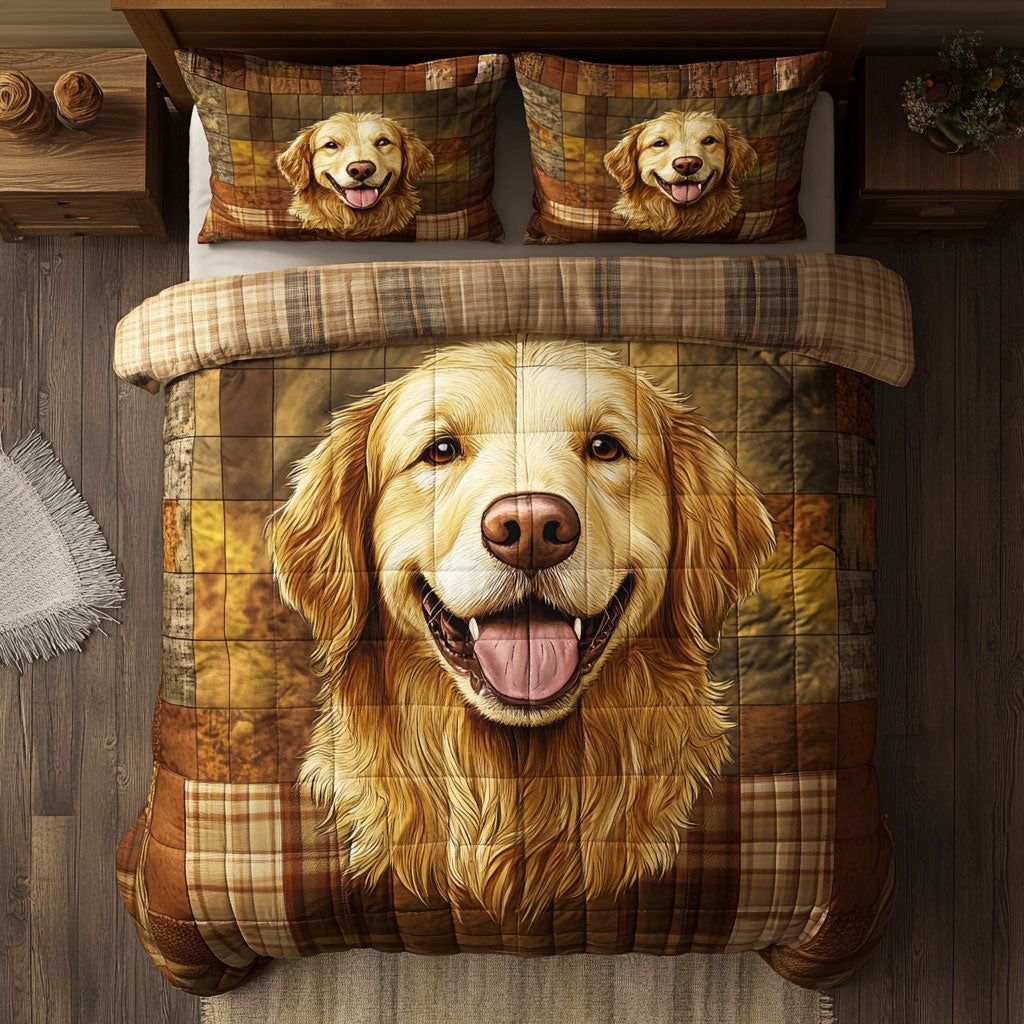 Happy Golden Retriever WX0303024CL Duvet Cover Set