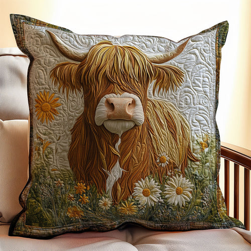 Highland Cow Daisy WX0603132CL Quilt Pillow Case