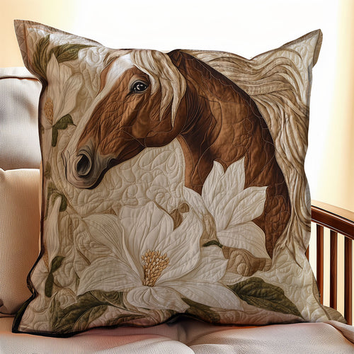 Horse Magnolia Flower WX0803124CL Quilt Pillow Case