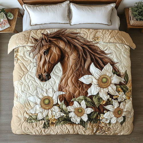 Horse Magnolia Flower WX0803177CL Duvet Cover Set