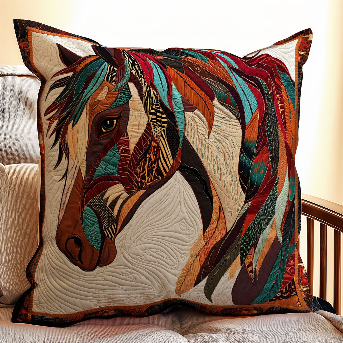 Horse Native American WX1303056CL Quilt Pillow Case