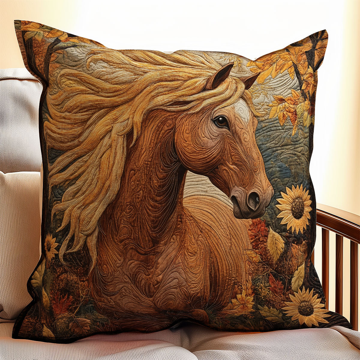 Horse Sunflower WX1003144CL Quilt Pillow Case