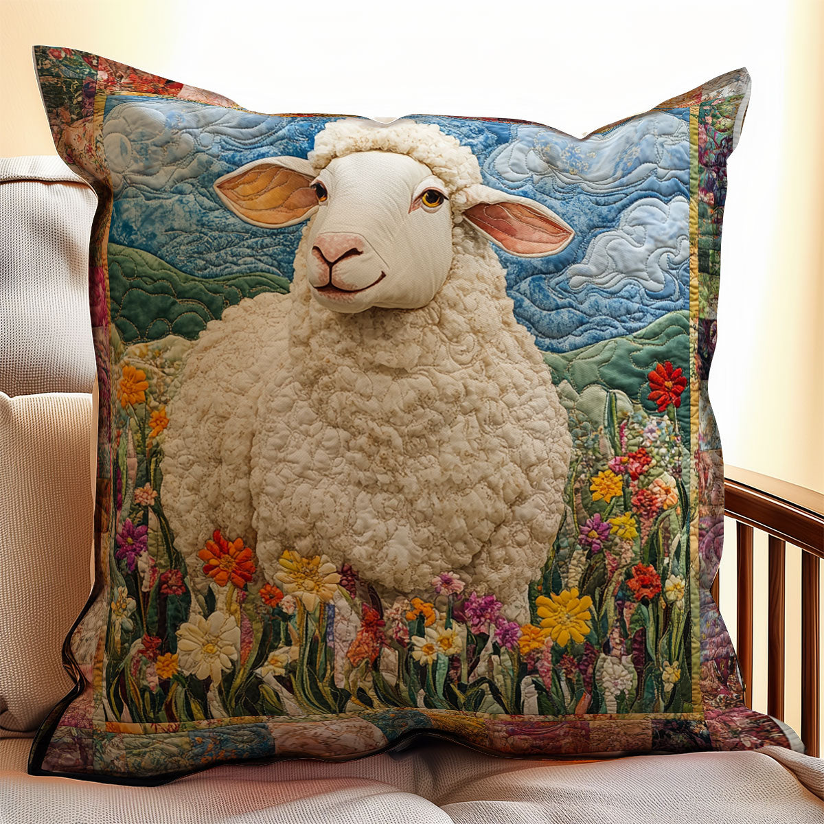 Lamb Flower WX0603137CL Quilt Pillow Case