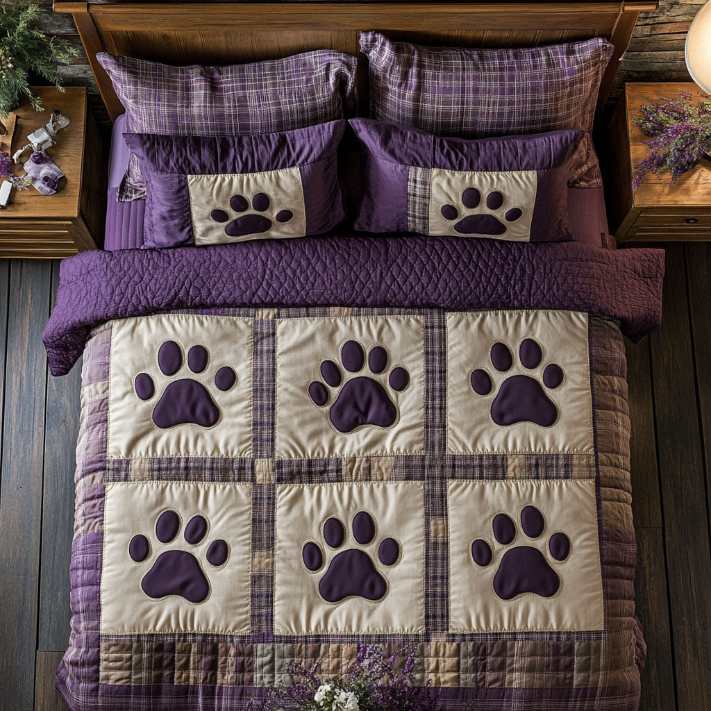 Lavender Dog Paw WX0603050CL Duvet Cover Set