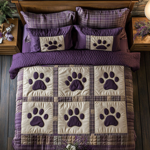 Lavender Dog Paw WX0603050CL Duvet Cover Set