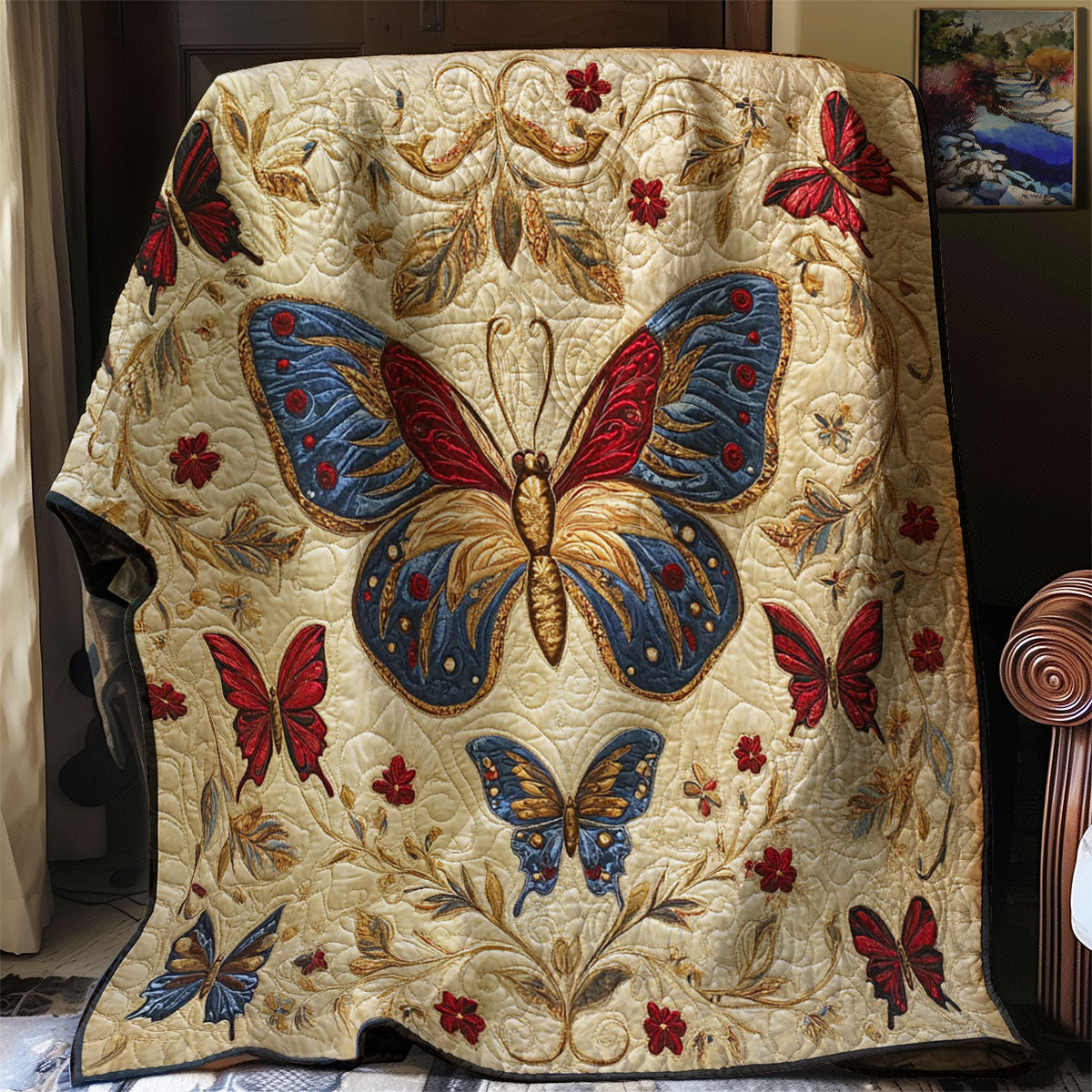 Antique Embroidered Butterfly WJ0703005CL Quilt